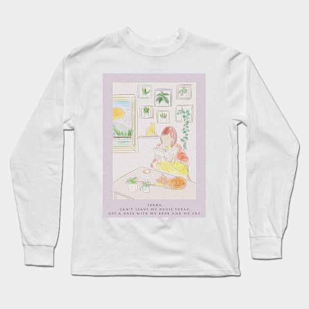 world book day reading I love my cat and my book Long Sleeve T-Shirt by colorandcolor